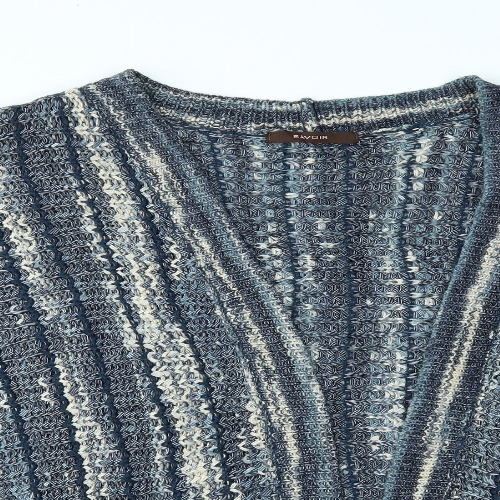 Savoir Womens Blue Striped  Cardigan Jumper Size 20