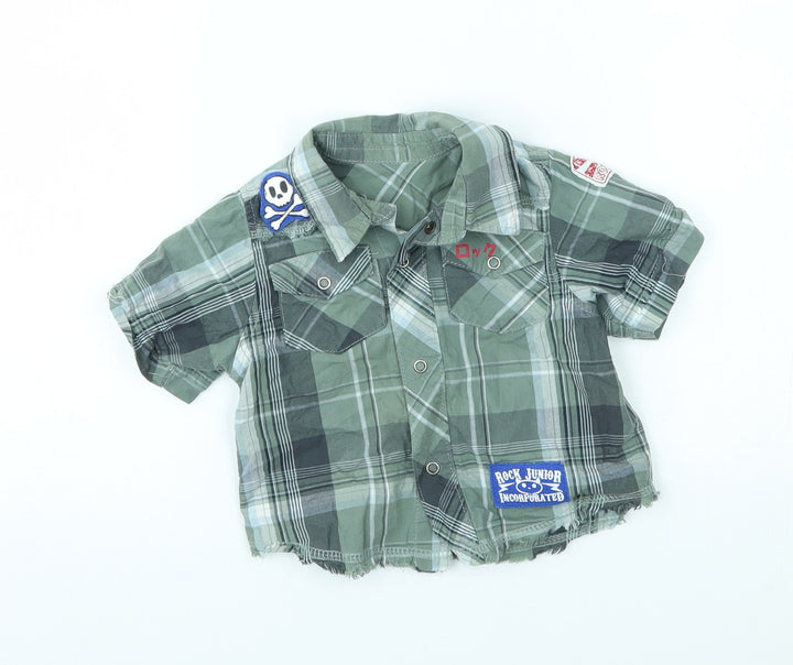 M&S Baby Green Plaid Button-Up Size 9-12 Months
