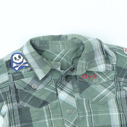 M&S Baby Green Plaid   Button-Up Size 9-12 Months
