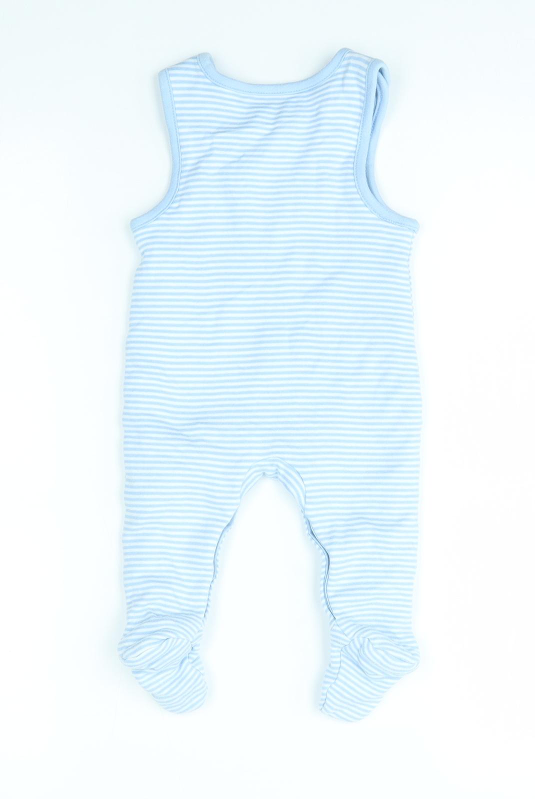Debenhams Baby Blue Striped  Babygrow One-Piece Size 3-6 Months