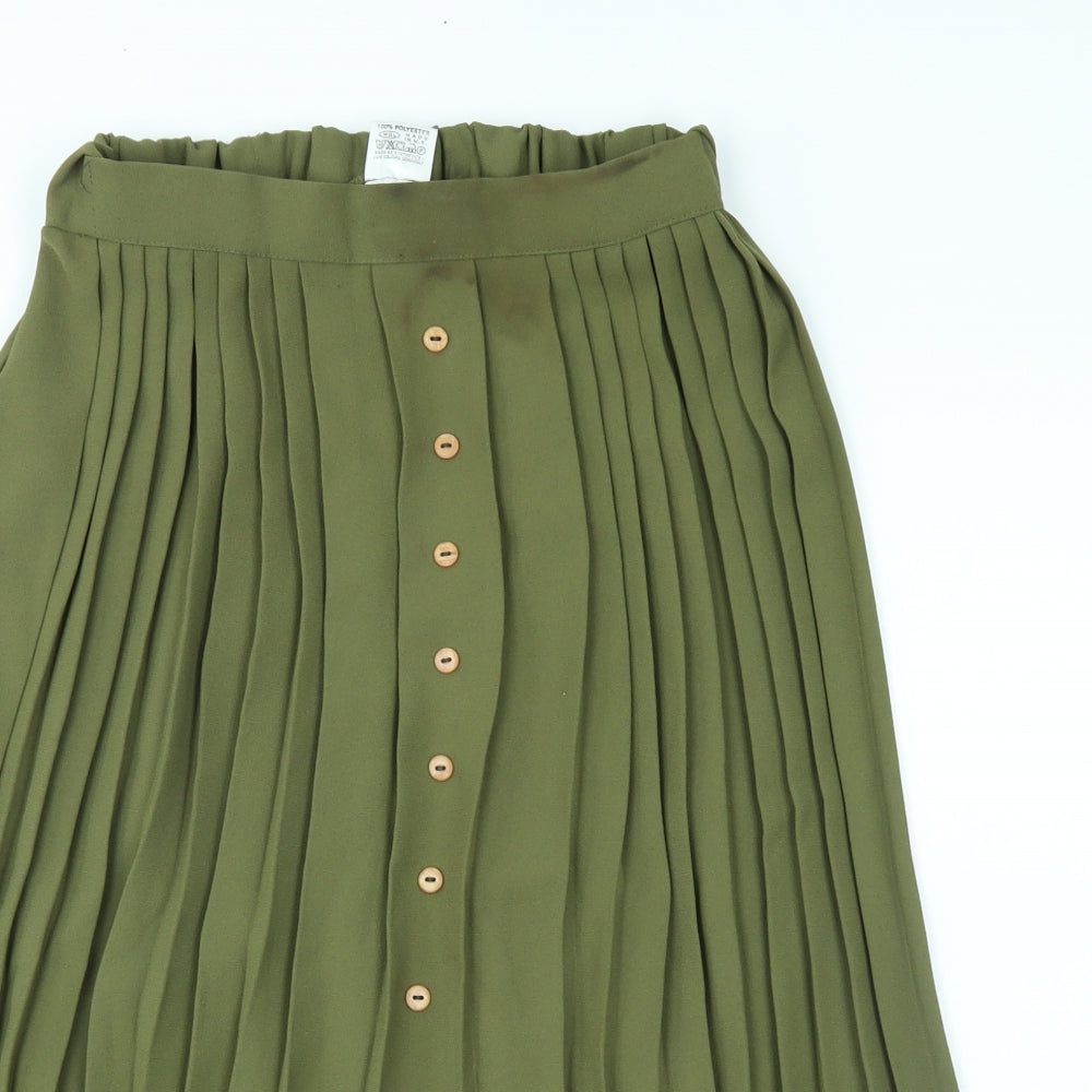 Preworn Womens Green   Pleated Skirt Size 14