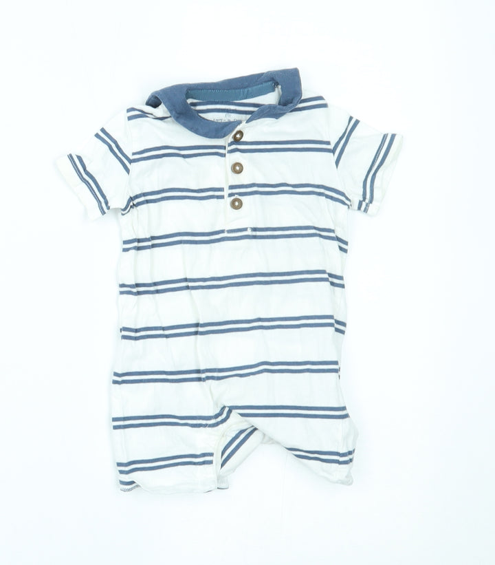 F&F Baby White Striped  Babygrow One-Piece Size 6-9 Months  - small cape