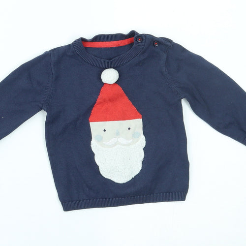 M&S Baby Blue   Pullover Jumper Size 6-9 Months  - santa