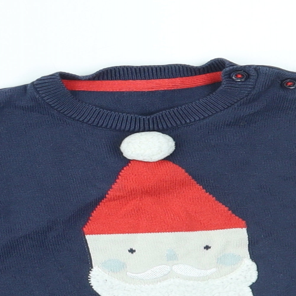 M&S Baby Blue   Pullover Jumper Size 6-9 Months  - santa