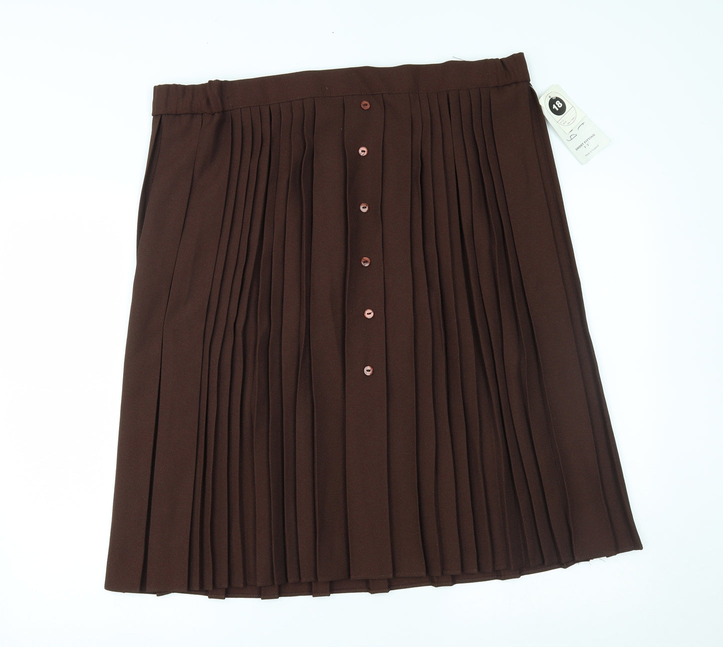 Short fitting Womens Brown   Pleated Skirt Size 18