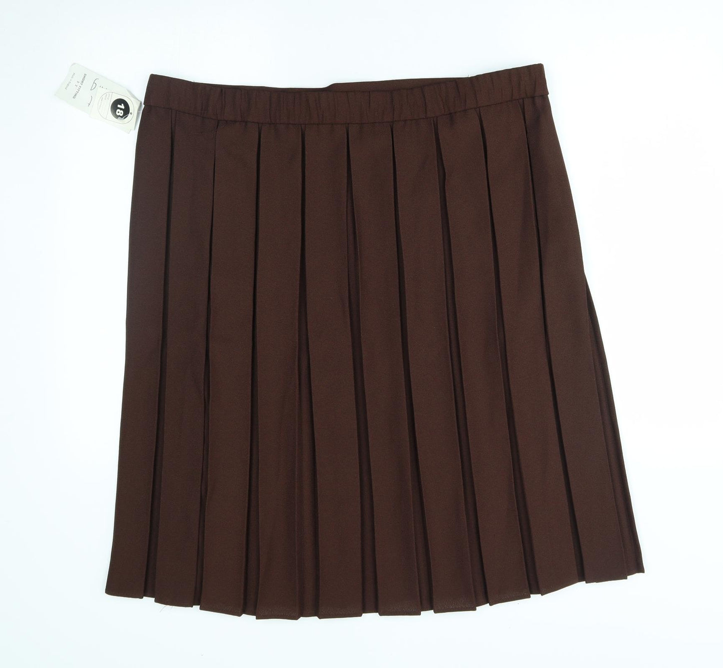 Short fitting Womens Brown   Pleated Skirt Size 18