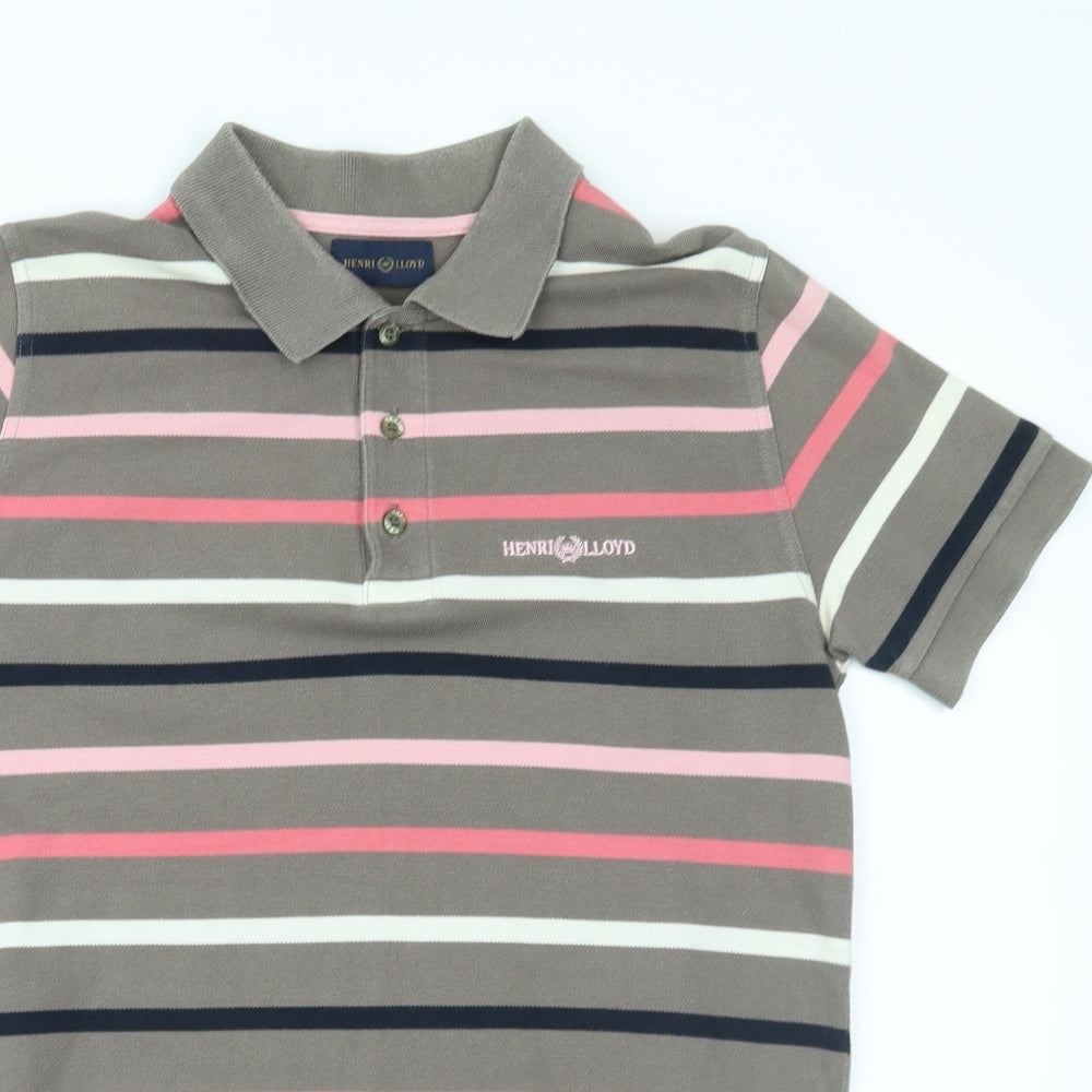 Henri Lloyd Mens Grey Striped   Polo Size M