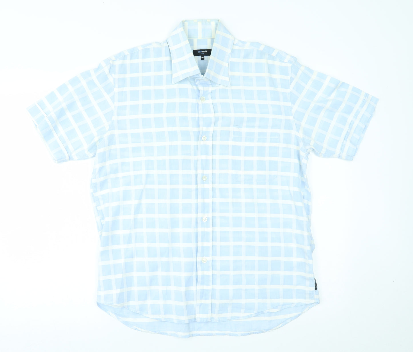 Peter Werth Mens Blue Plaid   Button-Up One Size