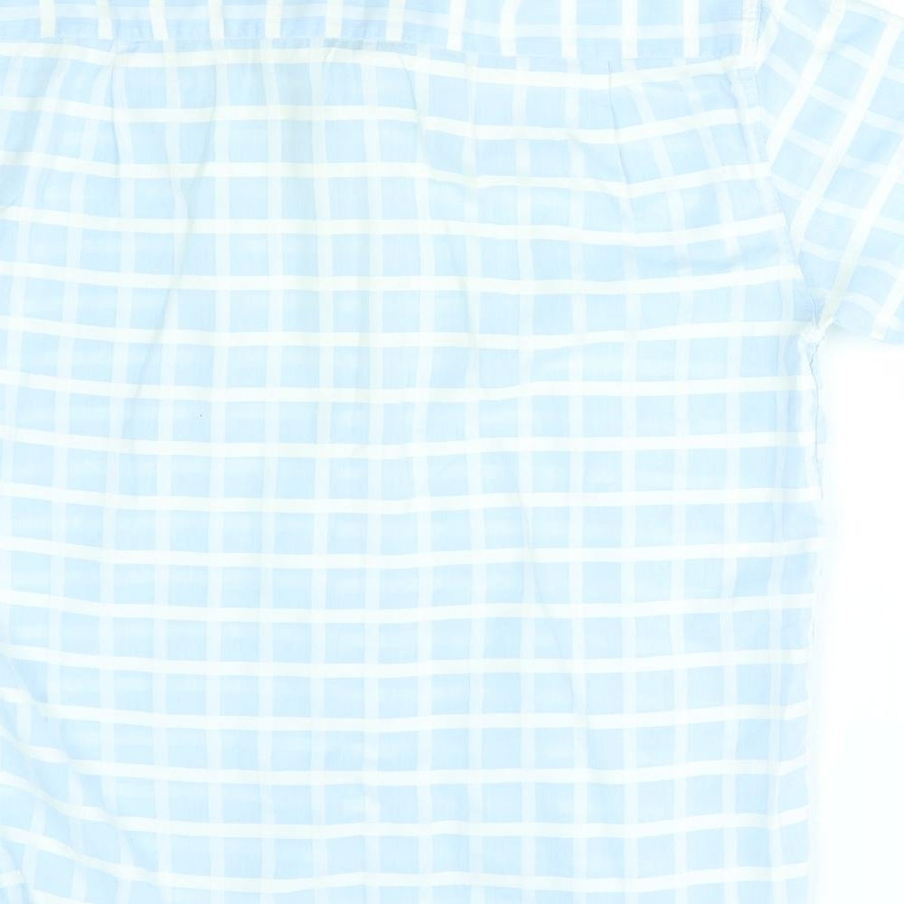 Peter Werth Mens Blue Plaid   Button-Up One Size