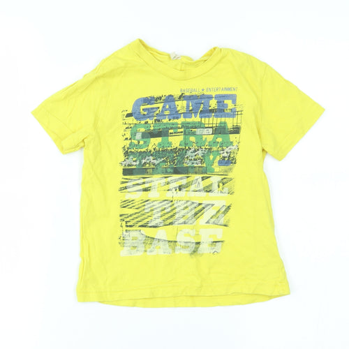 benetton Boys Yellow   Basic T-Shirt Size 3-4 Years  - Baseball