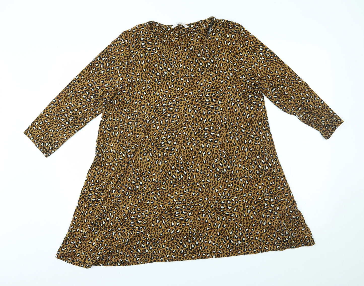 TU Womens Gold Animal Print  Basic Blouse Size 14