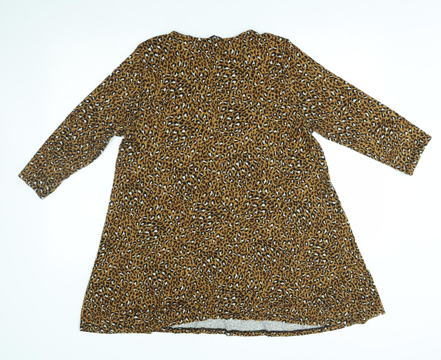 TU Womens Gold Animal Print  Basic Blouse Size 14