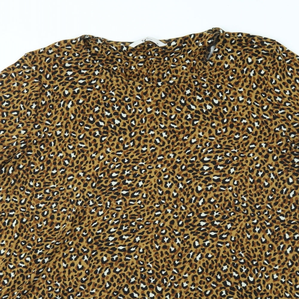TU Womens Gold Animal Print  Basic Blouse Size 14