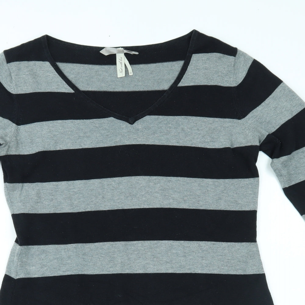 NEXT Womens Grey Striped  Jumper Dress  Size 12
