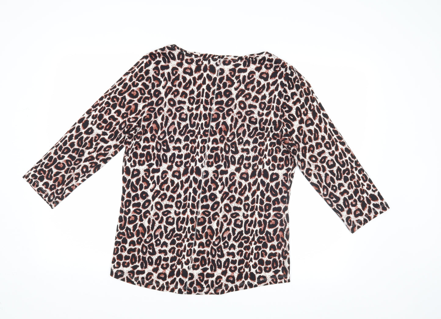 M&Co Womens Beige Animal Print  Basic Blouse Size 14