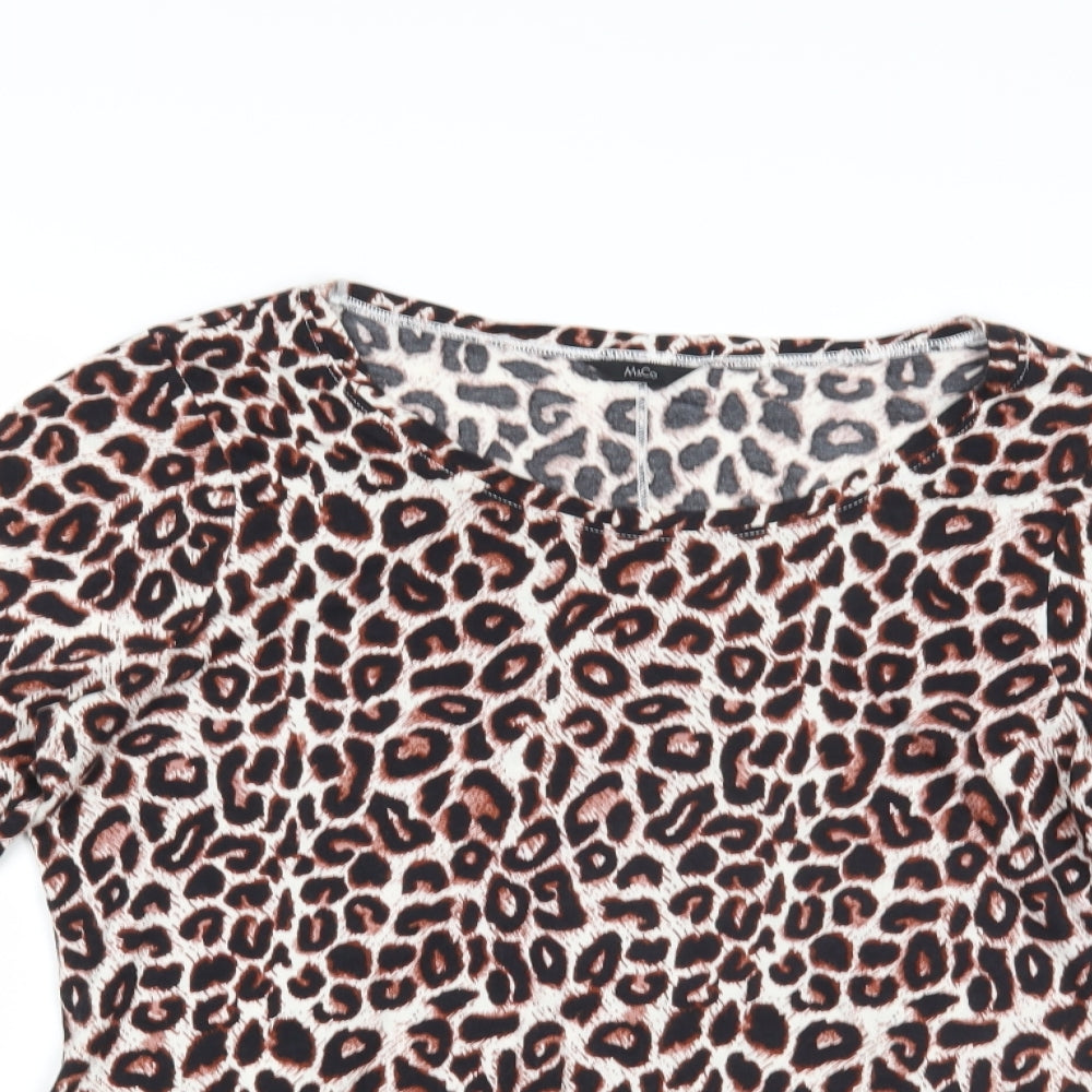 M&Co Womens Beige Animal Print  Basic Blouse Size 14