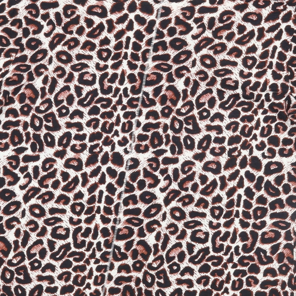 M&Co Womens Beige Animal Print  Basic Blouse Size 14