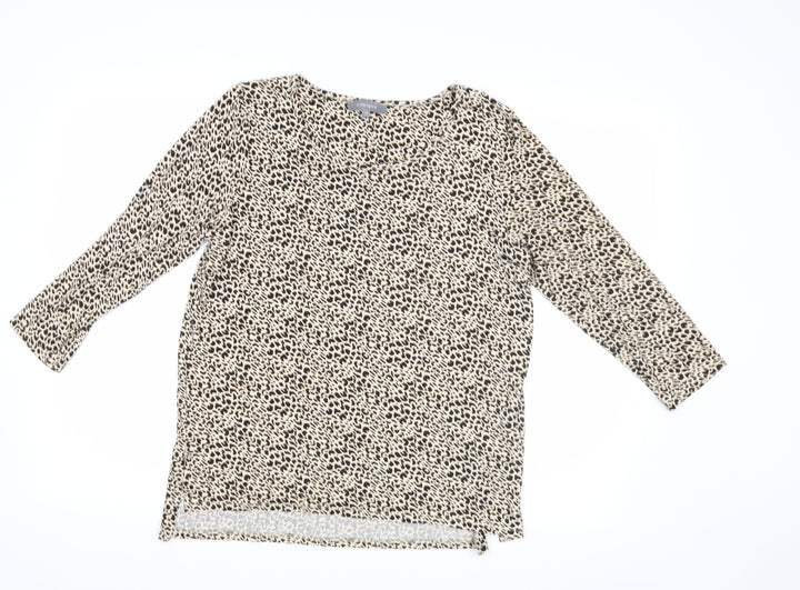 Principles Womens Beige Animal Print  Basic Blouse Size 14