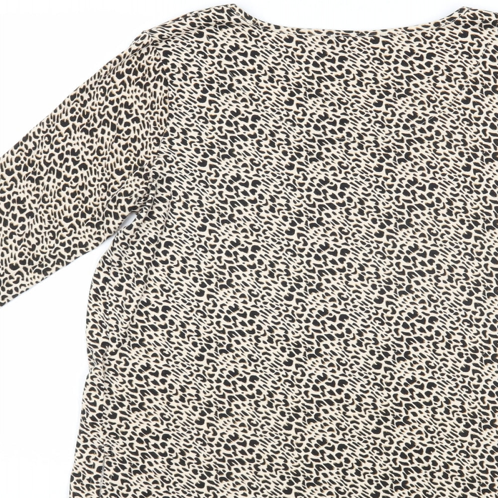 Principles Womens Beige Animal Print  Basic Blouse Size 14