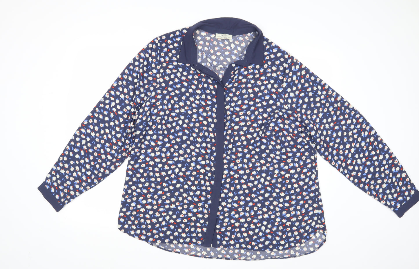 Papaya Womens Blue Floral  Basic Button-Up Size 20