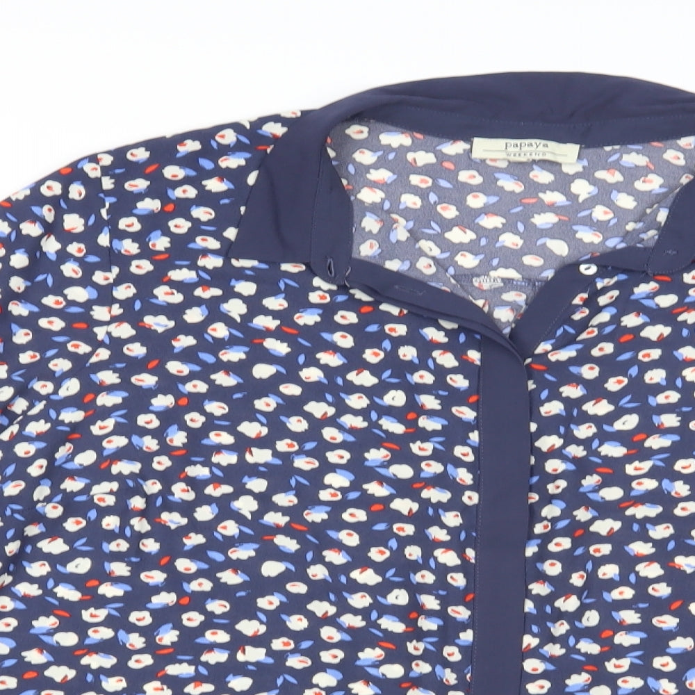 Papaya Womens Blue Floral  Basic Button-Up Size 20