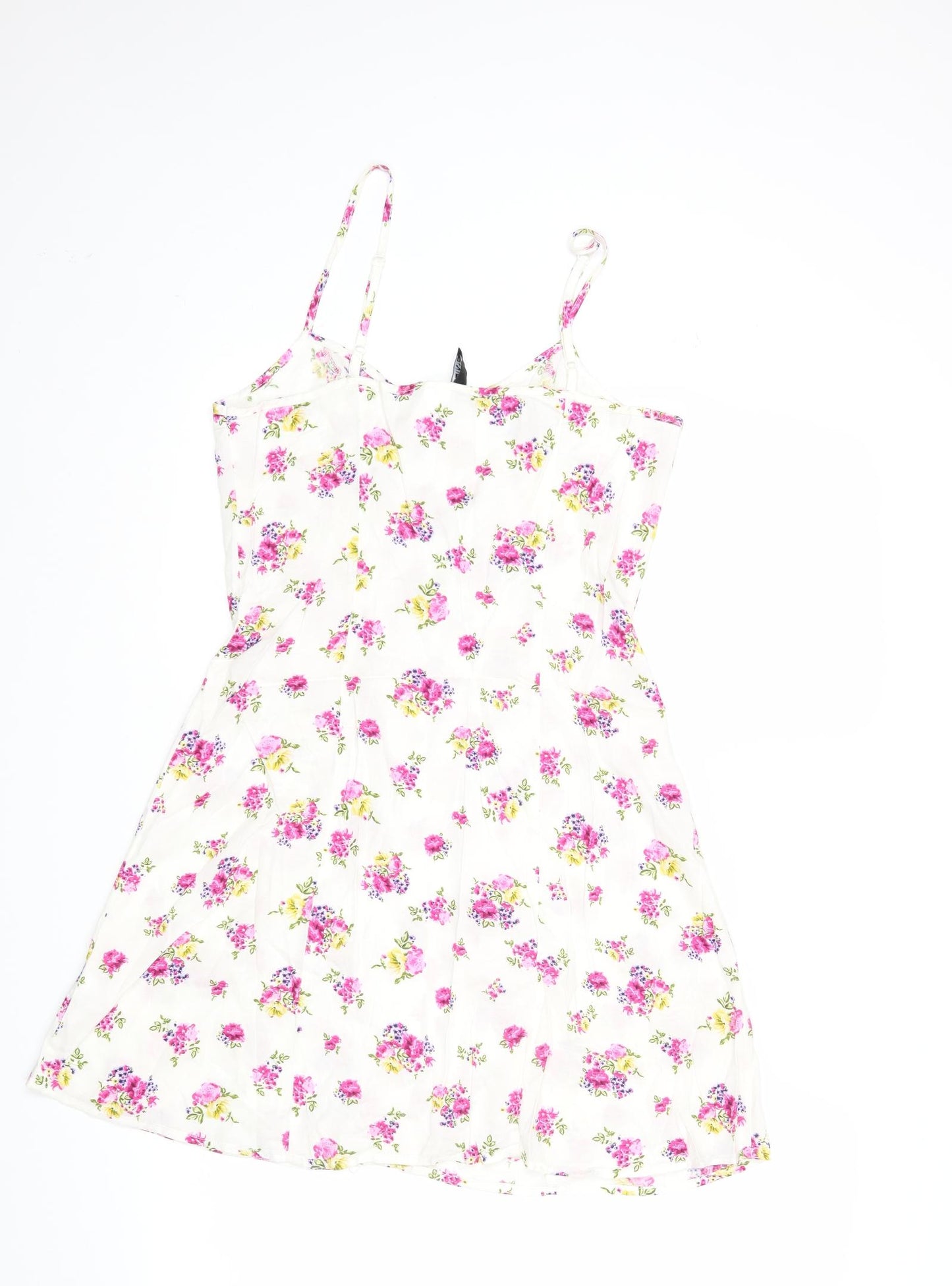 H&M Womens White Floral  Fit & Flare  Size 10