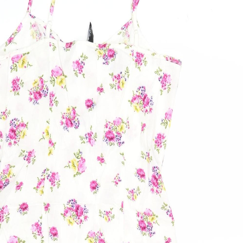 H&M Womens White Floral  Fit & Flare  Size 10
