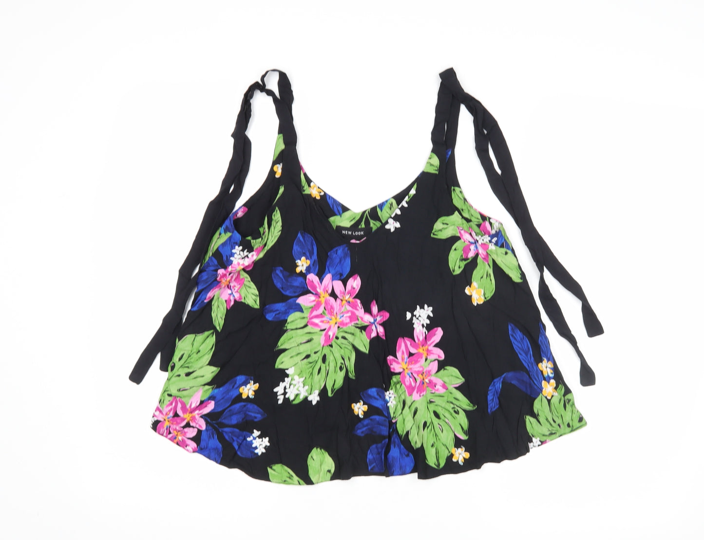 New Look Womens Black Floral  Basic Tank Size 10