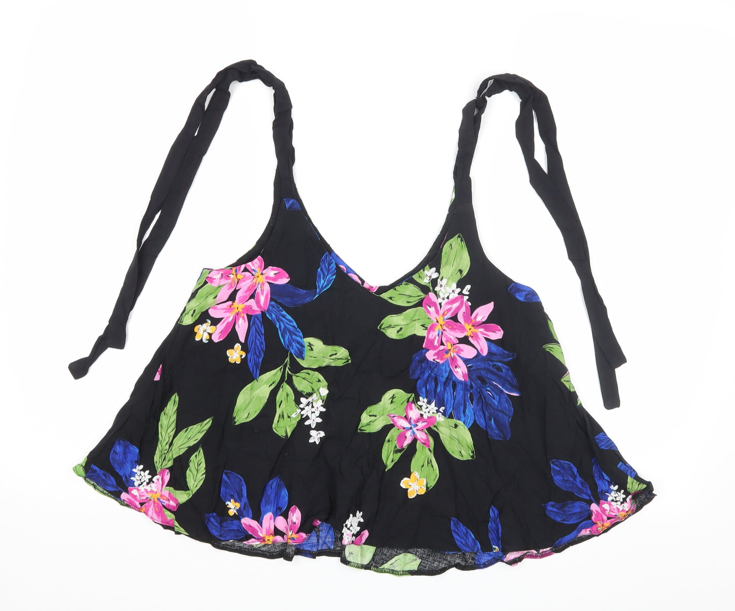 New Look Womens Black Floral  Basic Tank Size 10