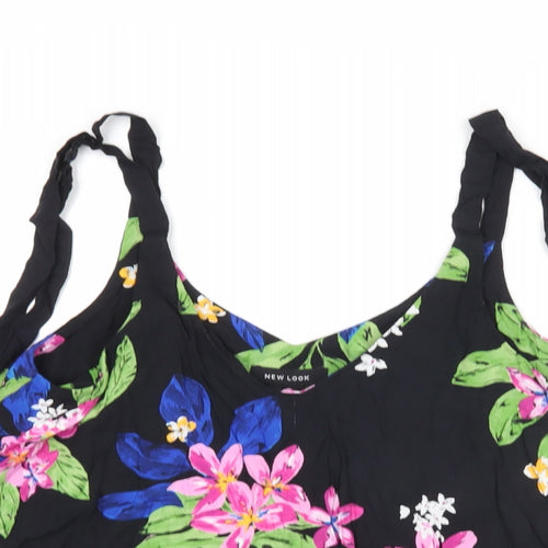 New Look Womens Black Floral  Basic Tank Size 10
