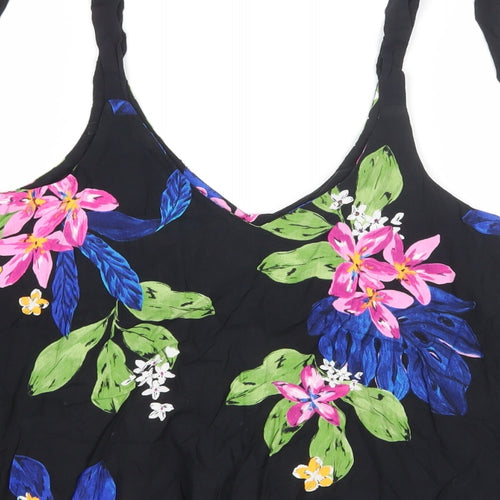 New Look Womens Black Floral  Basic Tank Size 10