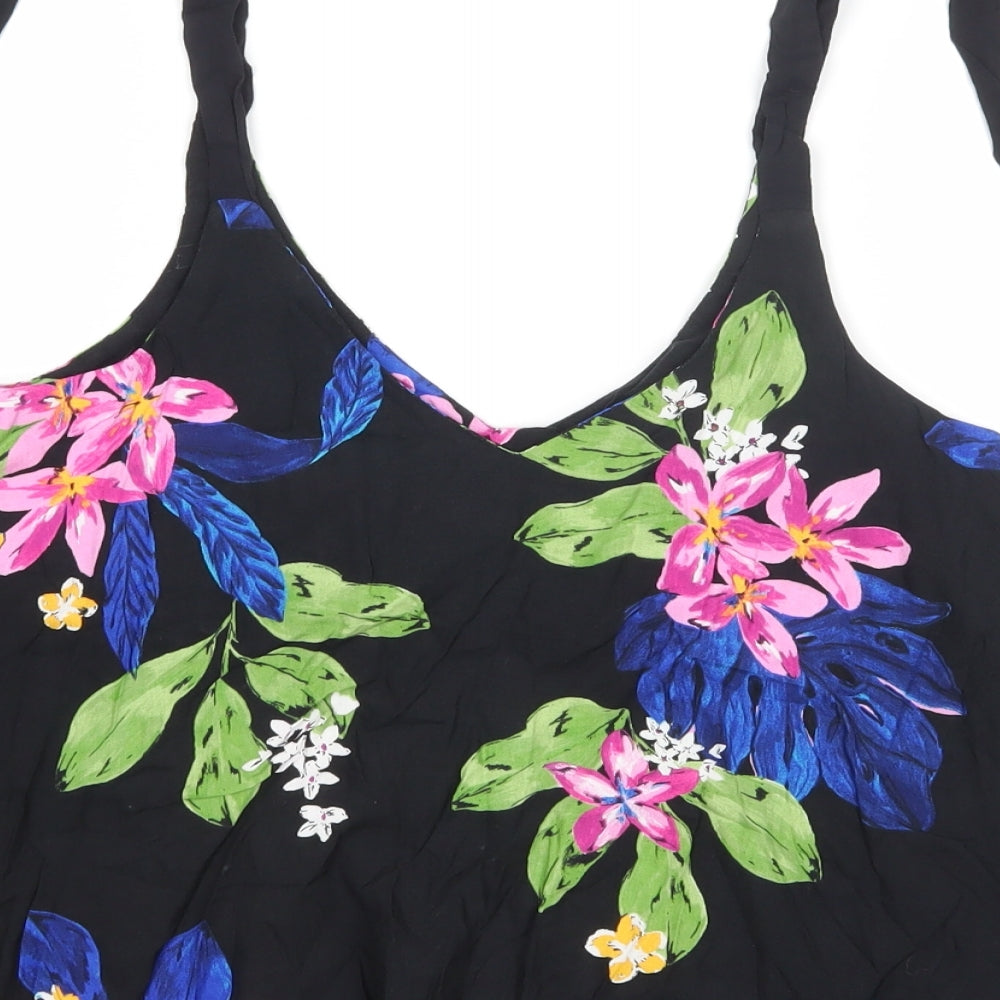 New Look Womens Black Floral  Basic Tank Size 10