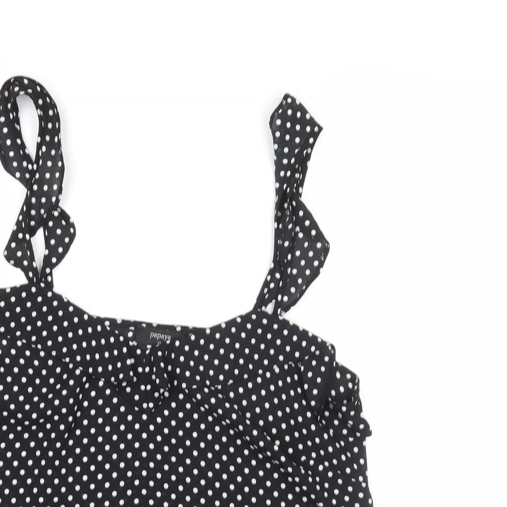 Papaya Womens Black Polka Dot  Camisole Tank Size 12