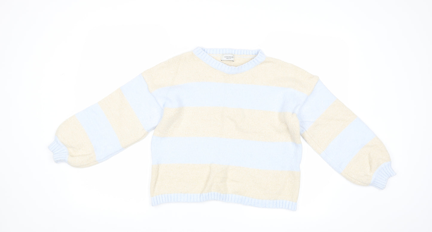 CocoGio Womens Blue Striped  Pullover Jumper Size M