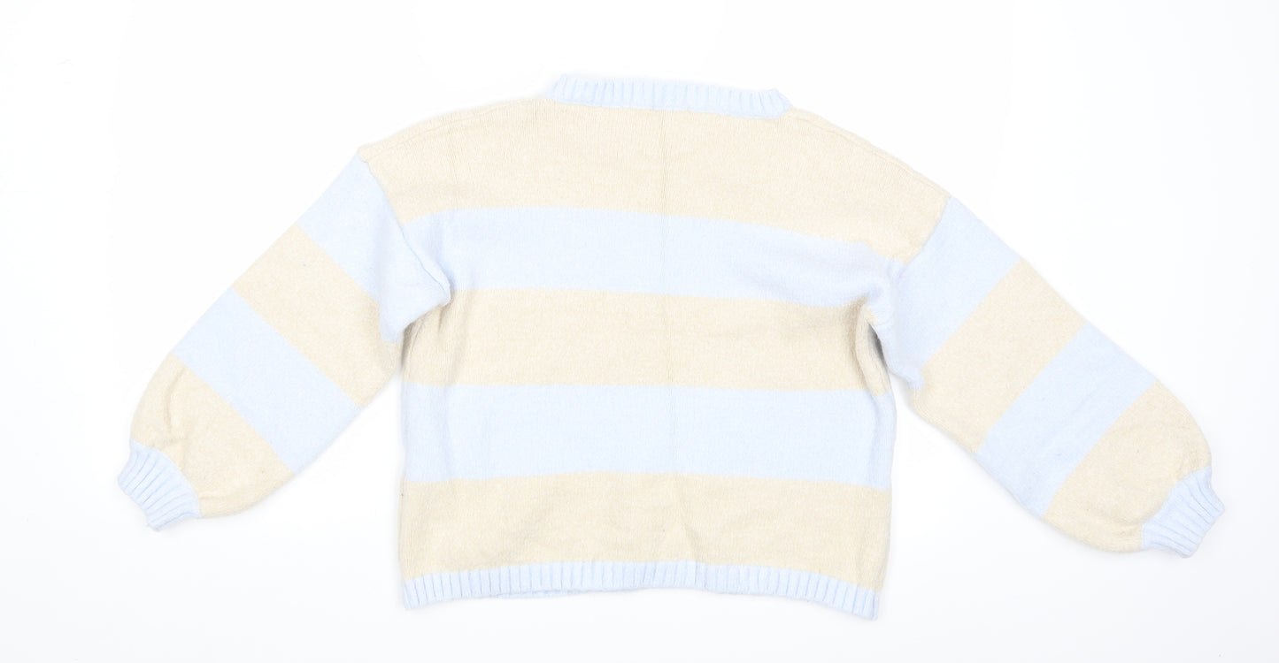 CocoGio Womens Blue Striped  Pullover Jumper Size M
