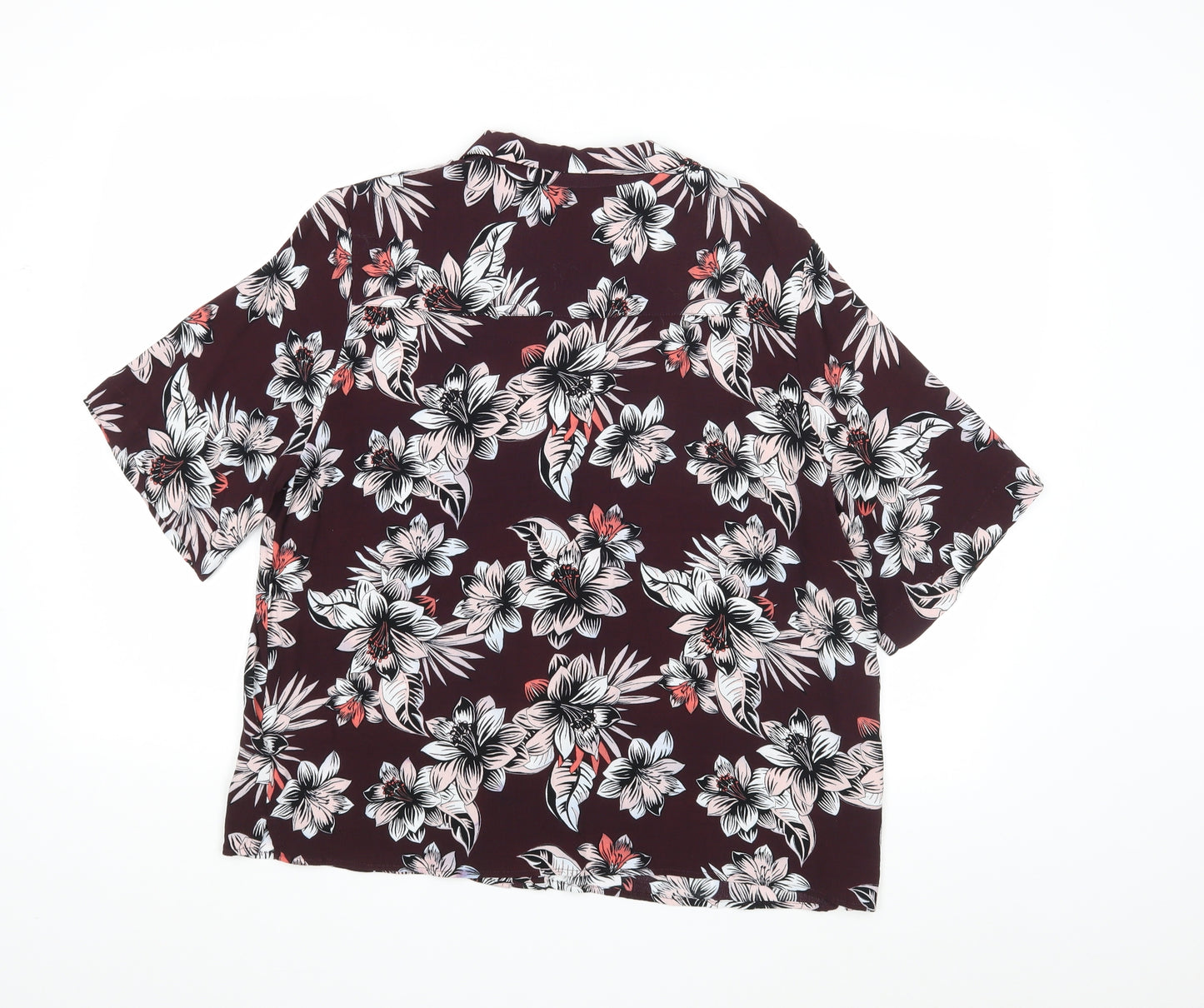 M&S Womens Brown Floral  Basic Blouse Size 16