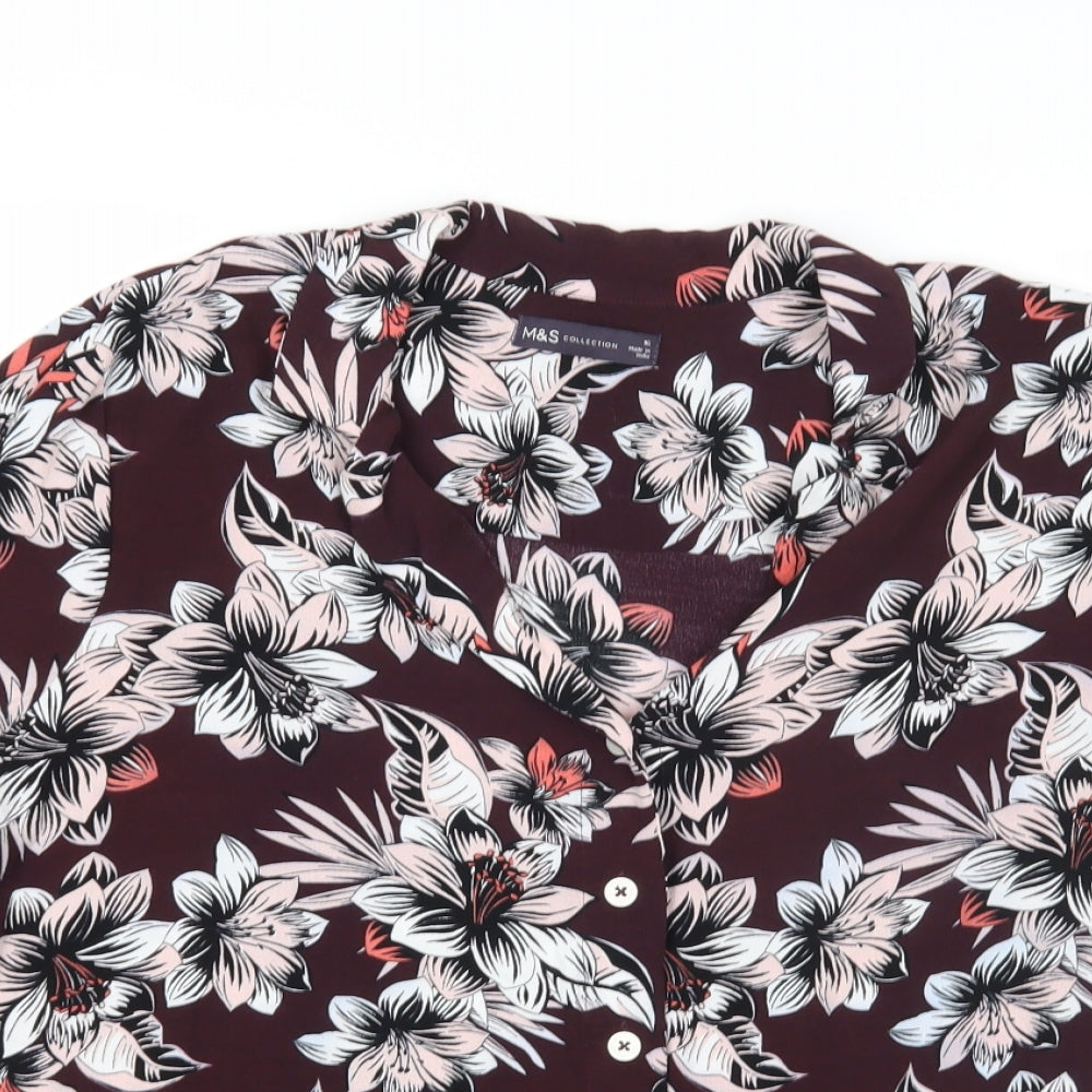 M&S Womens Brown Floral  Basic Blouse Size 16