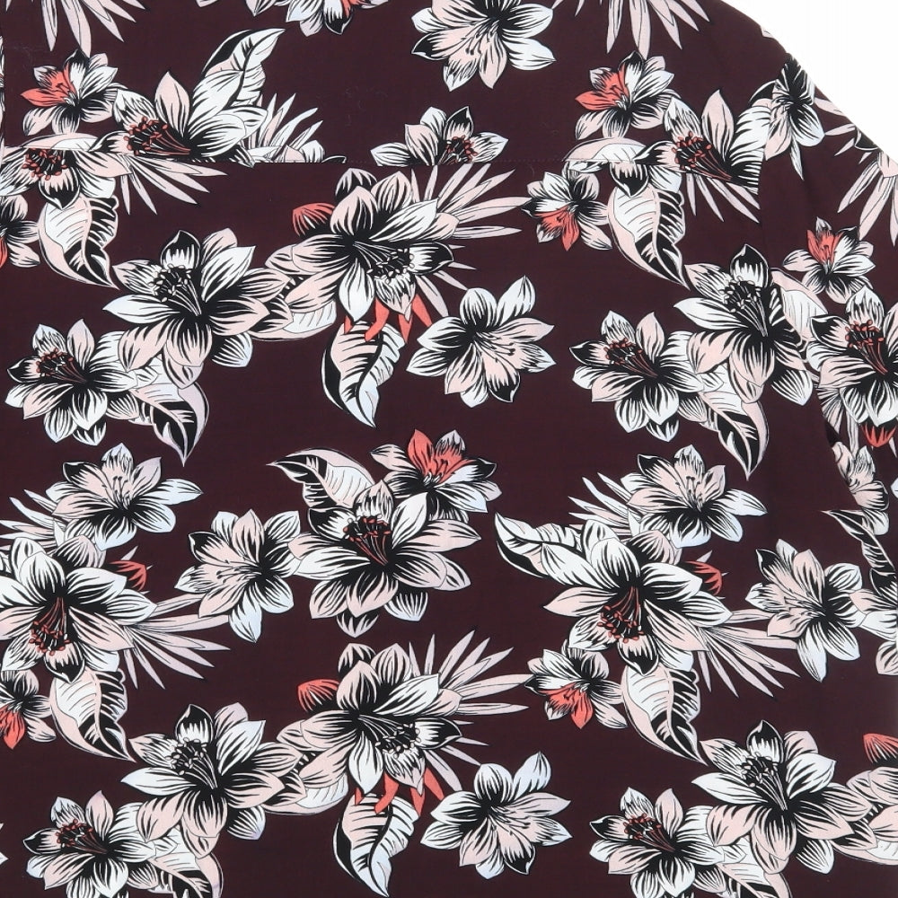 M&S Womens Brown Floral  Basic Blouse Size 16