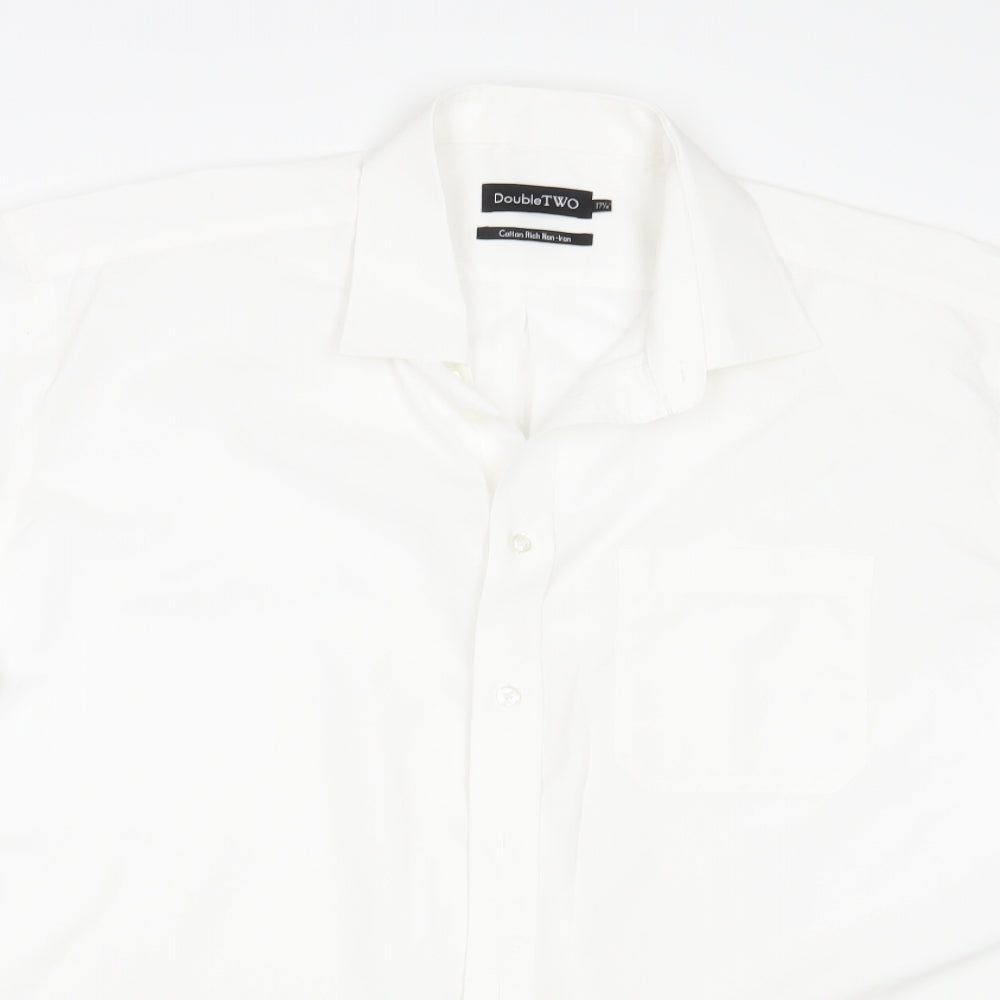 Double TWO Mens White    Dress Shirt Size 17.5