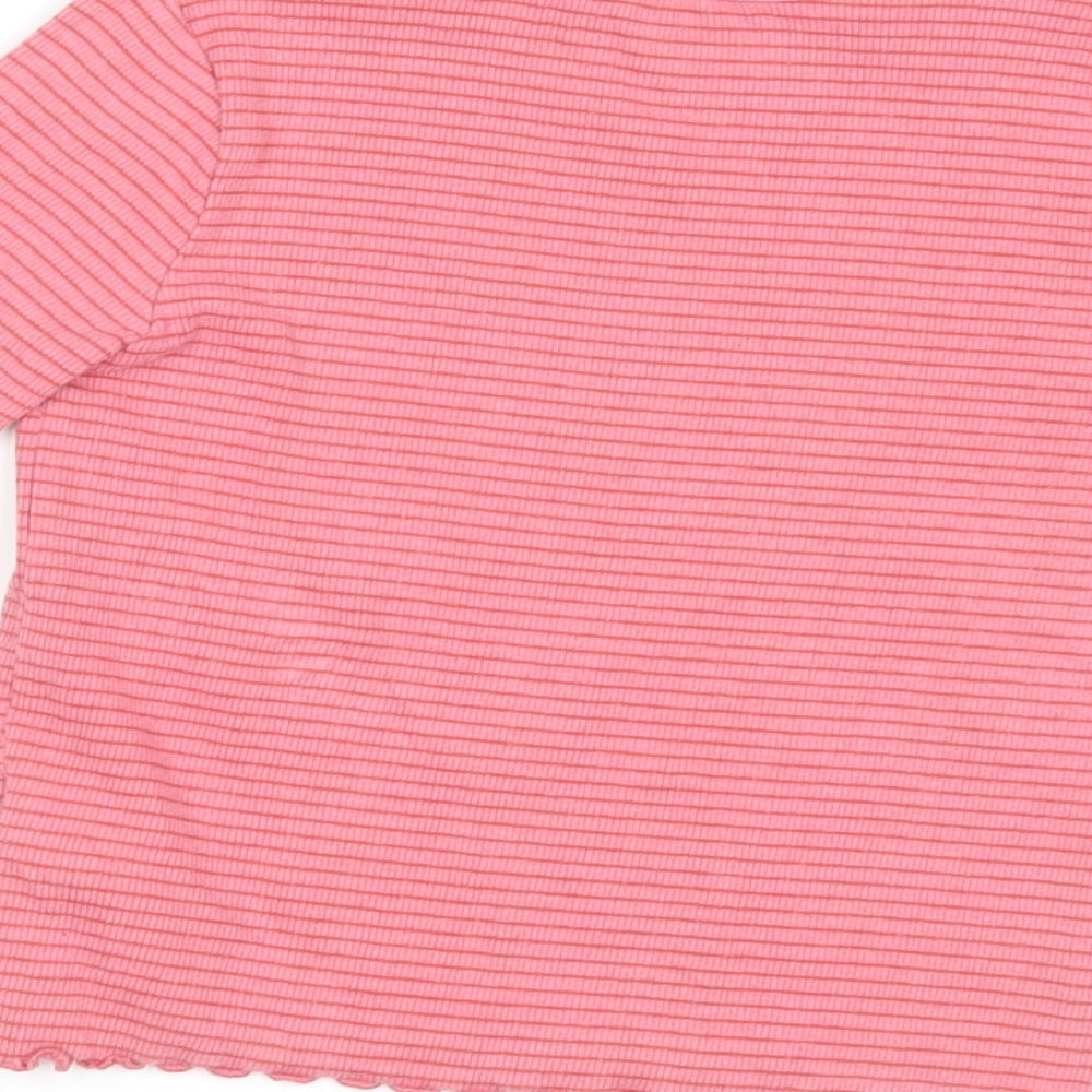 NEXT Girls Pink Striped  Basic T-Shirt Size 4-5 Years