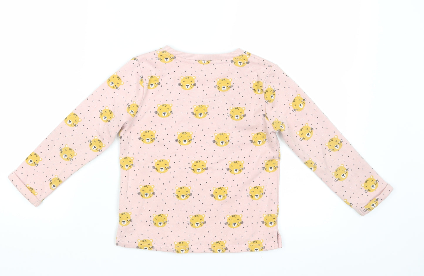 F&F Girls Pink   Henley Hoodie Size 4-5 Years  - Cat Print
