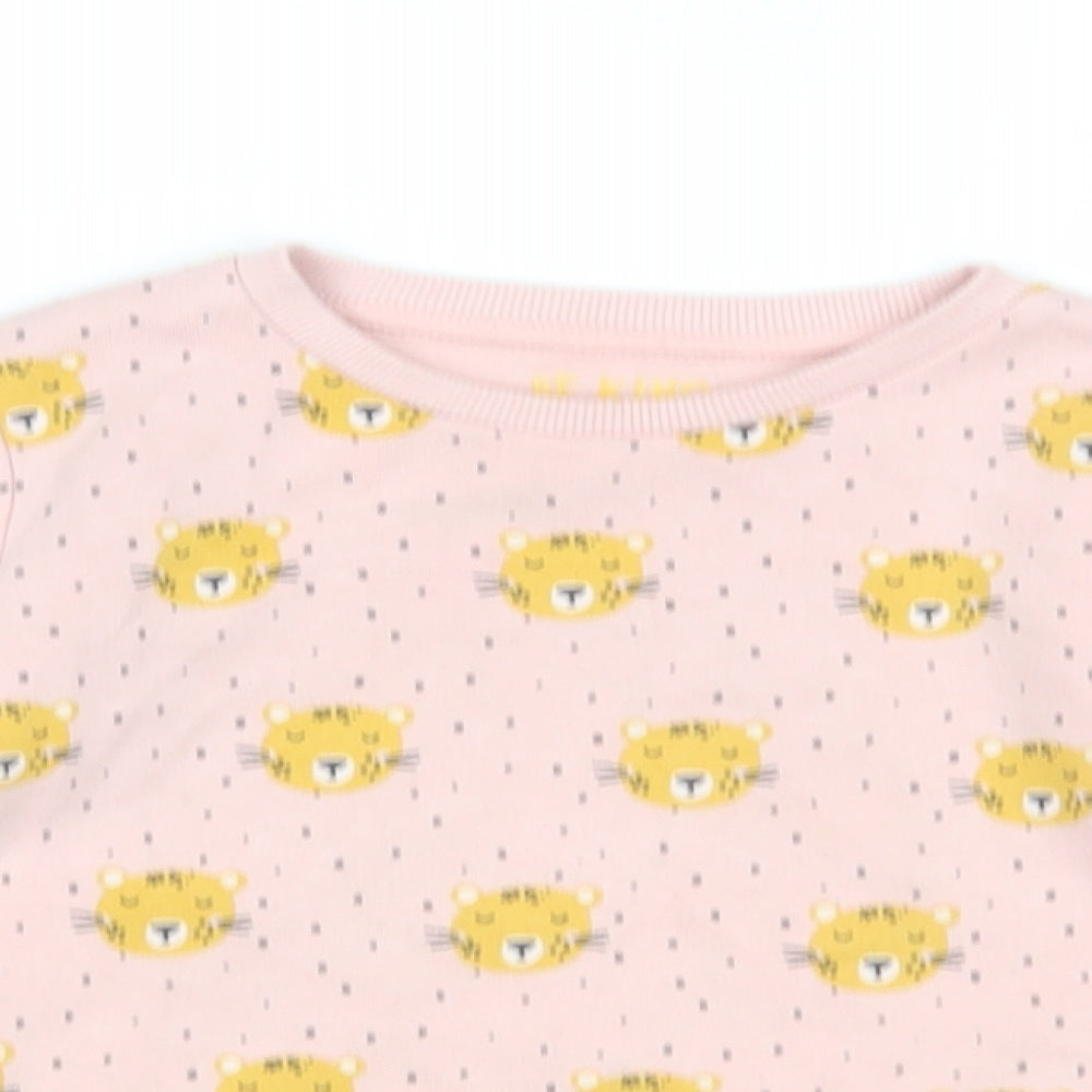 F&F Girls Pink   Henley Hoodie Size 4-5 Years  - Cat Print