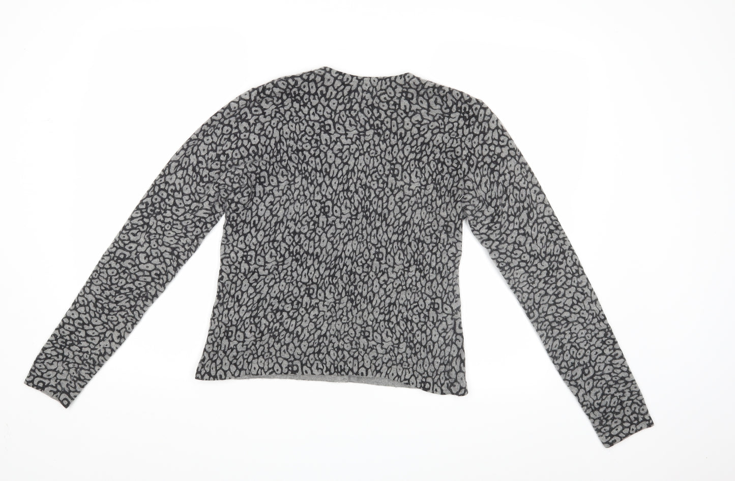Laura Ashley Womens Grey Animal Print  Cardigan Jumper Size 14