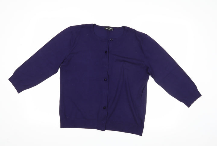 Cable & Gauge Womens Blue Cardigan Jumper Size L