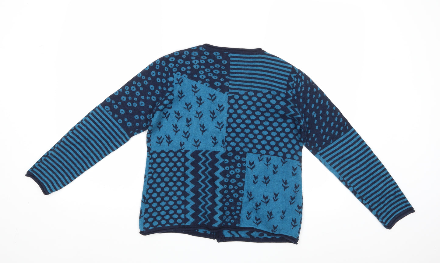 Preworn Womens Blue Floral Knit Cardigan Jumper Size M