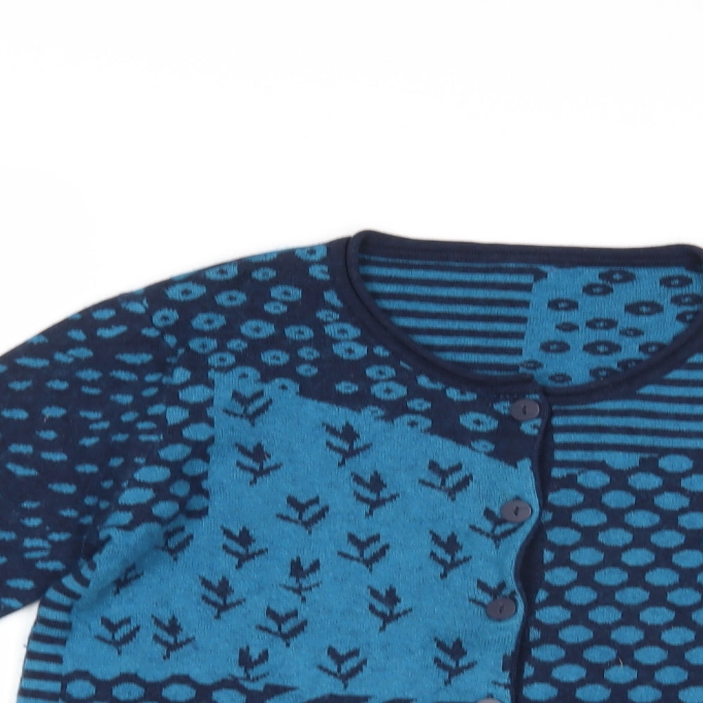 Preworn Womens Blue Floral Knit Cardigan Jumper Size M