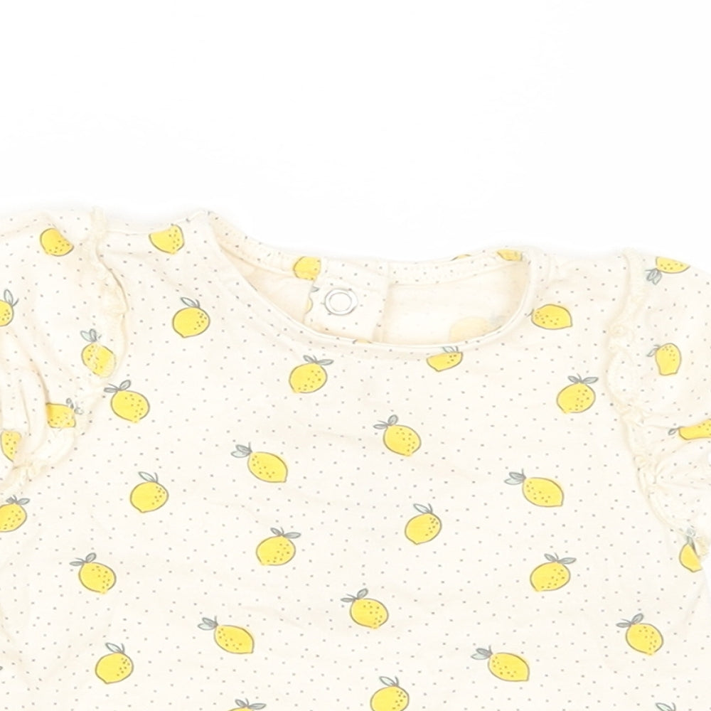 TU Baby Beige   Basic Blouse Size 3-6 Months  - Lemon Print