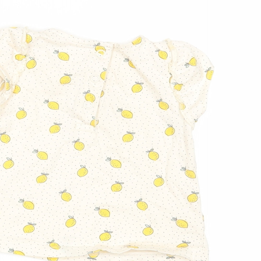 TU Baby Beige   Basic Blouse Size 3-6 Months  - Lemon Print
