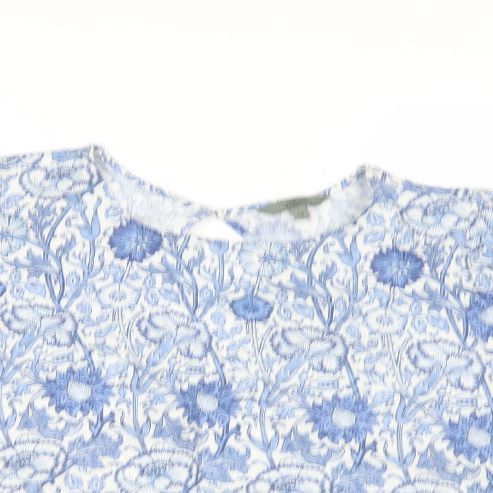 NEXT Womens Blue Floral  Basic Blouse Size 14