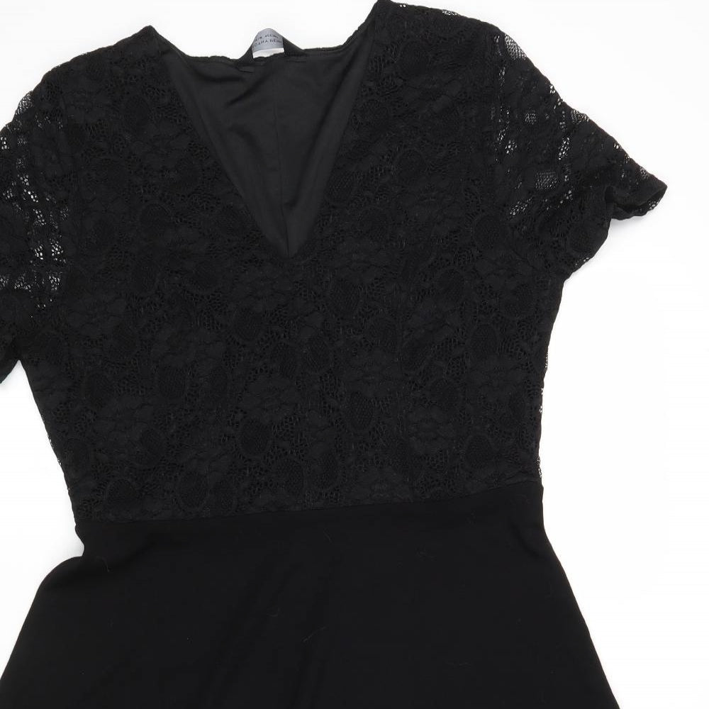 Dorothy Perkins Womens Black Floral  Fit & Flare  Size 14